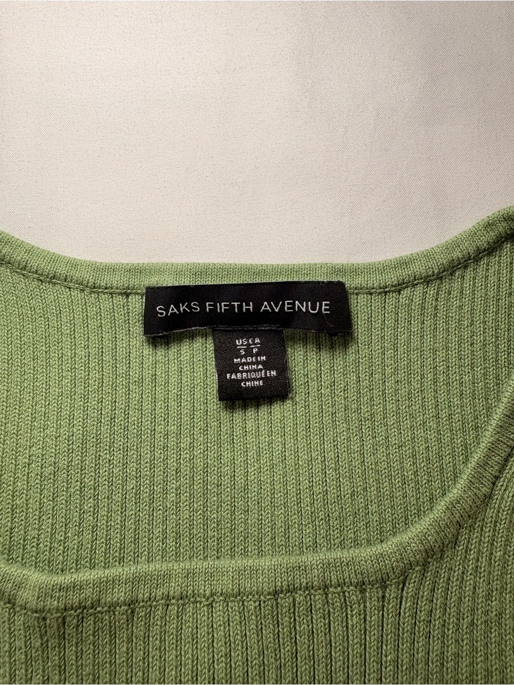 Saks Fifth Avenue Olive Green Ribbed Tank Midi Dress with Tie Waist - Picture 5 of 5